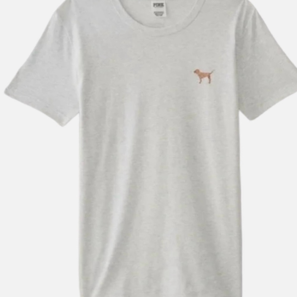Victoria's Secret PINK Heather Gray Tee with Gold Dog
